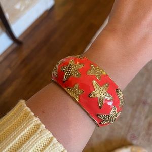 Coral and gold starfish bracelet